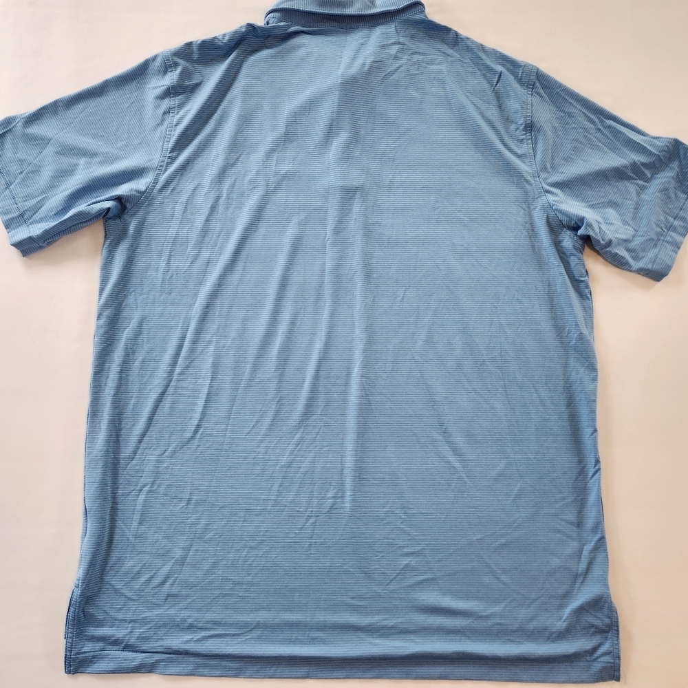 Peter Millar Summer Comfort Men's Blue White Golf Polo Shirt Pine Tree Logo XL - Picture 2 of 5